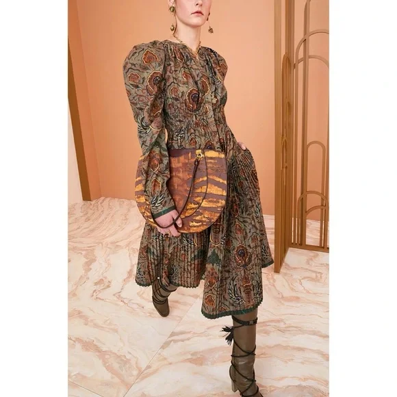 NWOT Ulla Johnson Midi Long-Sleeve Floral Anoush Cotton Dress - Picture 5 of 6